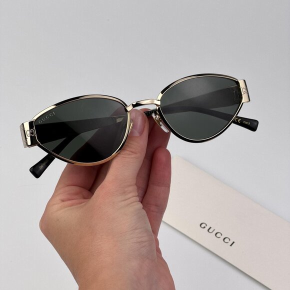 Gucci Sunglasses – Gold Metal Cat-Eye Frame with Grey Lenses (GG1853S 001) - Picture 2 of 11